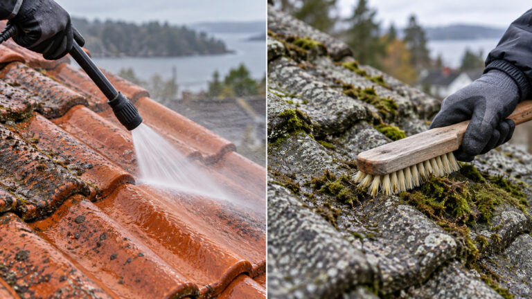 Hva er forskjellen mellom høytrykkspyling og manuell takvask?