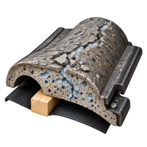 Betongtakstein der frost og tining har sprengt overflaten